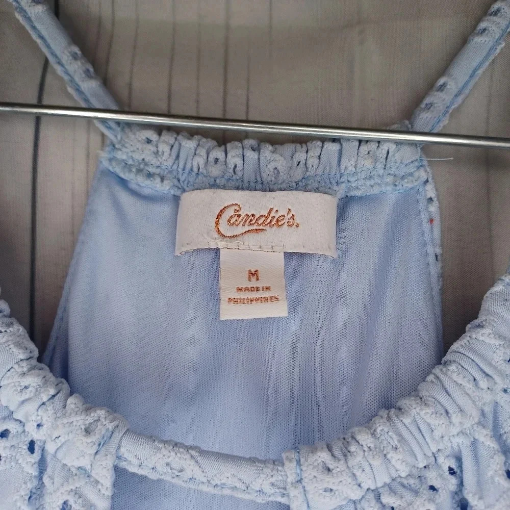 Candie’s 90’s Y2K Coquette Eyelet Lace Keyhole halter fit & flare summer dress - Picture 2 of 8